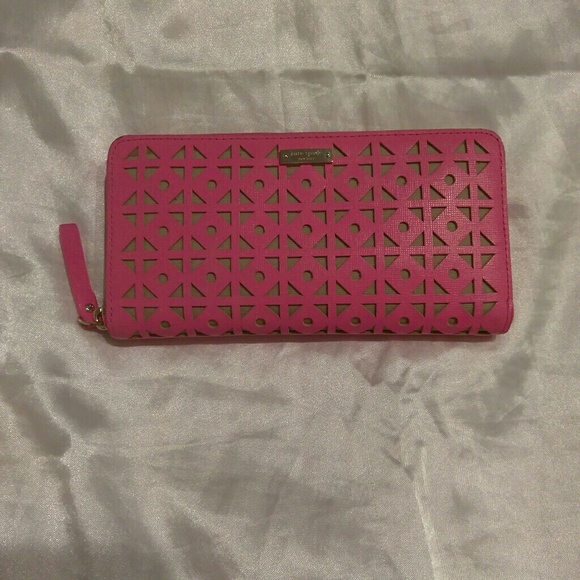 kate spade Handbags - Kate Spade Pink Saffiano Leather Laser Cut Wallet